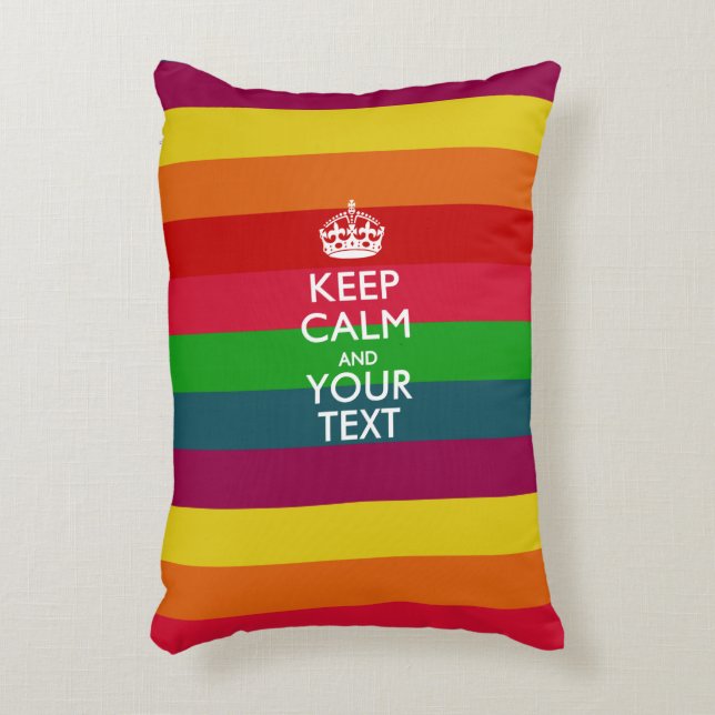 Personalized KEEP CALM AND Your Text for Rainbow Decorative Pillow (Front(Vertical))