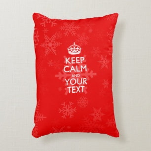 Personalized KEEP CALM AND Your Text for Red Decorative Pillow