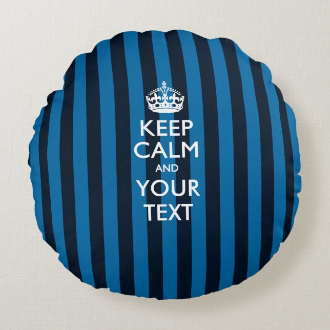 Personalized KEEP CALM AND Your Text for Sky Blue Round Pillow (Front)