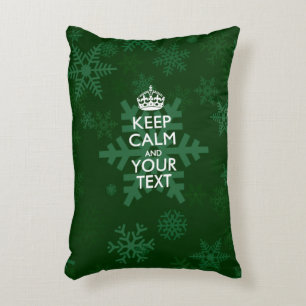Personalized KEEP CALM AND Your Text for Snow Accent Pillow