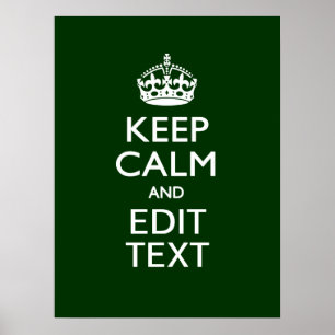 Personalized Keep Calm And Your Text Green Decor