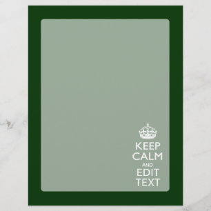 Personalized Keep Calm And Your Text Green Decor