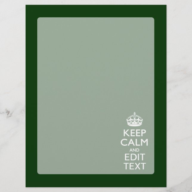 Personalized Keep Calm And Your Text Green Decor (Front)