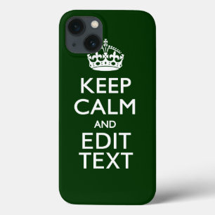 Personalized Keep Calm And Your Text Green Decor iPhone 13 Case