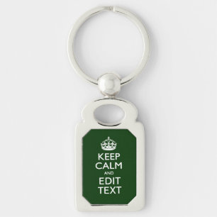 Personalized Keep Calm And Your Text Green Decor Keychain