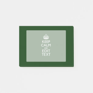 Personalized Keep Calm And Your Text Green Decor Post-it Notes