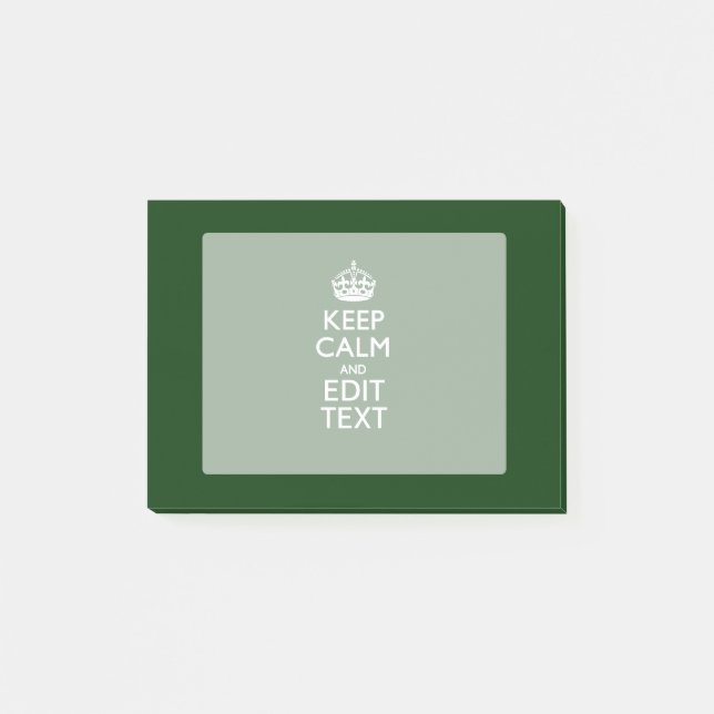Personalized Keep Calm And Your Text Green Decor Post-it Notes (Front)