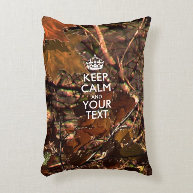 Personalized KEEP CALM AND Your Text Hunt Camo Accent Pillow (Front(Vertical))