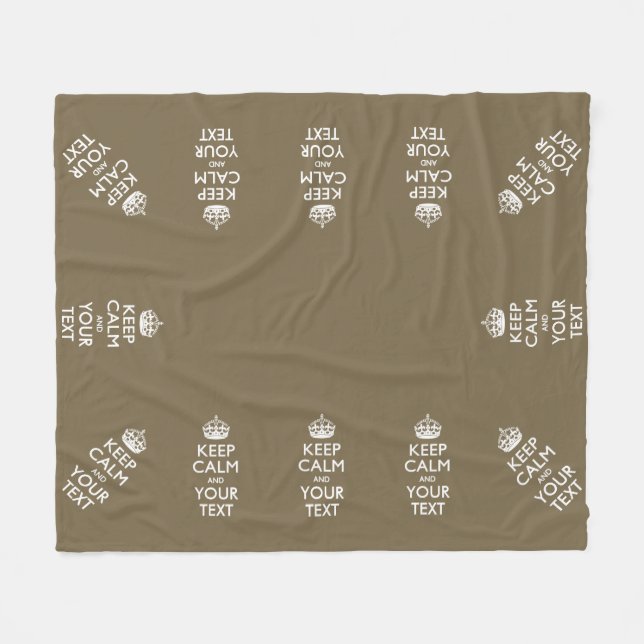 Personalized Keep Calm And Your Text in Taupe Fleece Blanket (Front (Horizontal))