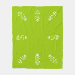 Personalized Keep Calm And Your Text Lime Green Fleece Blanket
