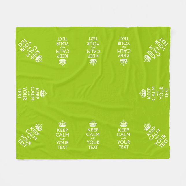 Personalized Keep Calm And Your Text Lime Green Fleece Blanket (Front (Horizontal))