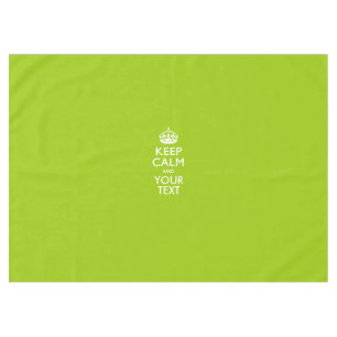 Personalized Keep Calm And Your Text Lime Green Tablecloth