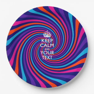 Personalized Keep Calm And Your Text Multicolored Paper Plate