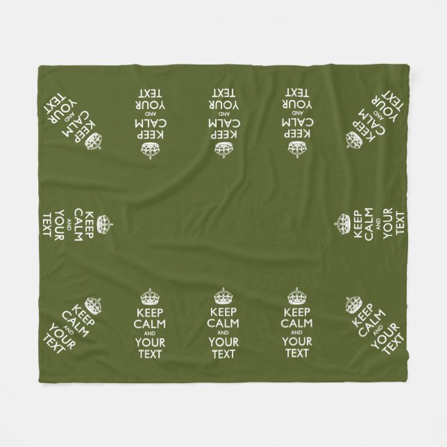 Personalized Keep Calm And Your Text Olive Green Fleece Blanket (Front (Horizontal))