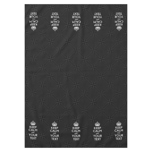 Personalized KEEP CALM and your text on burst Tablecloth (Front)