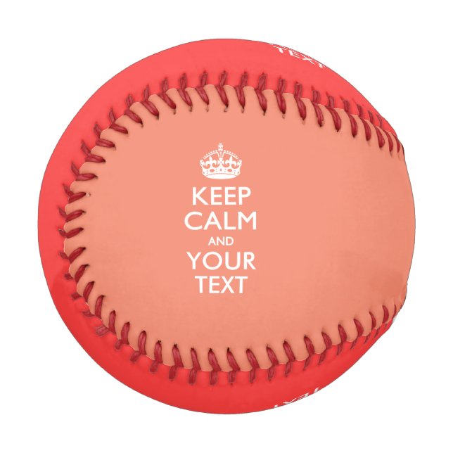 Personalized KEEP CALM and your text on Coral Baseball (Back Right)