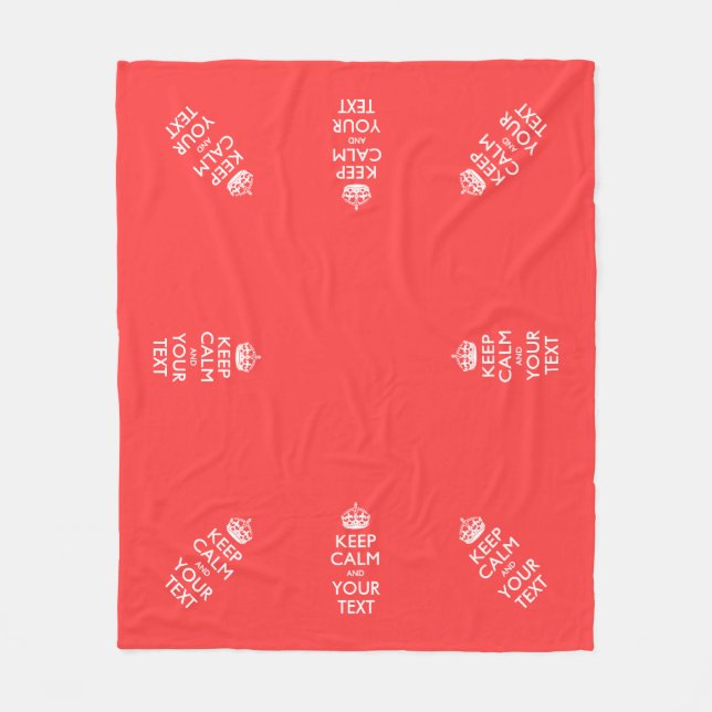 Personalized KEEP CALM and your text on Coral Fleece Blanket (Front)