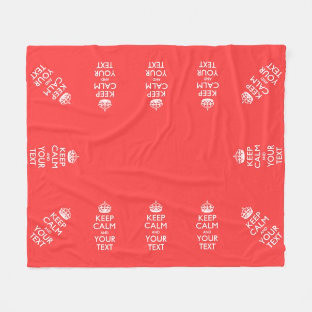 Personalized KEEP CALM and your text on Coral Fleece Blanket (Front (Horizontal))