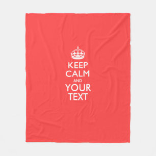 Personalized KEEP CALM and your text on Coral Fleece Blanket