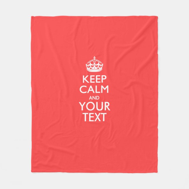 Personalized KEEP CALM and your text on Coral Fleece Blanket (Front)
