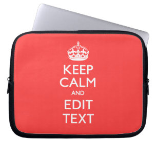 Personalized KEEP CALM and your text on Coral Laptop Sleeve