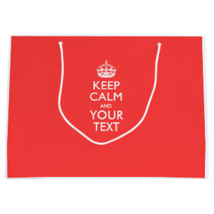 Personalized KEEP CALM and your text on Coral Large Gift Bag