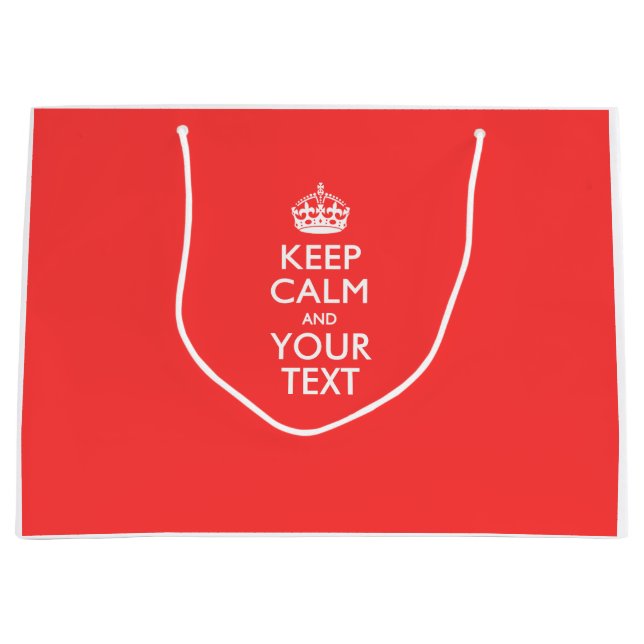Personalized KEEP CALM and your text on Coral Large Gift Bag (Front)