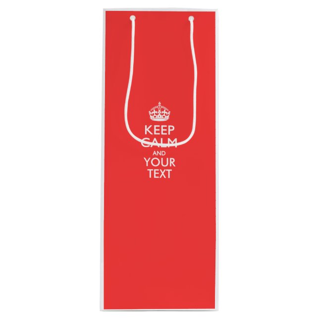 Personalized KEEP CALM and your text on Coral Wine Gift Bag (Front)