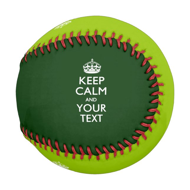 Personalized KEEP CALM and your text on green Baseball (Back Left)
