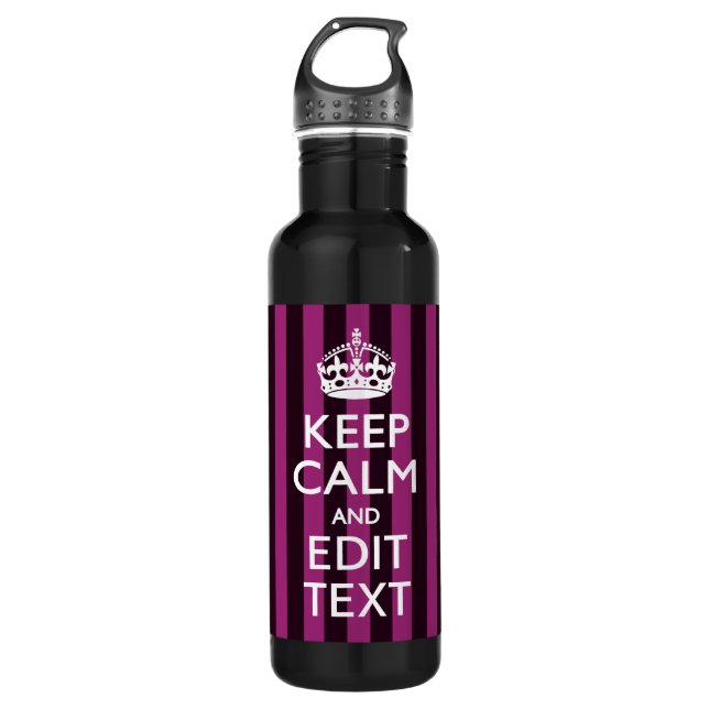 Personalized KEEP CALM and Your Text on Pink 710 Ml Water Bottle (Front)