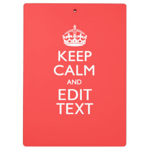 Personalized KEEP CALM and your text on Pink Coral Clipboard