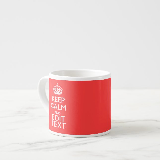 Personalized KEEP CALM and your text on Pink Coral Espresso Cup (Front Left)