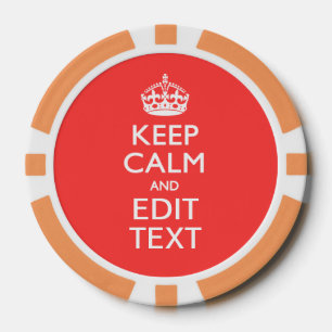 Personalized KEEP CALM and your text on Pink Coral Poker Chips