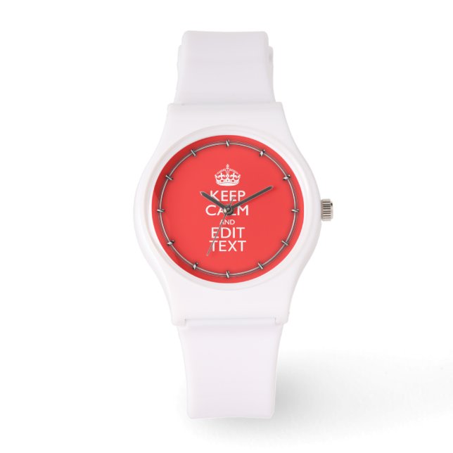 Personalized KEEP CALM and your text on Pink Coral Watch (Front)