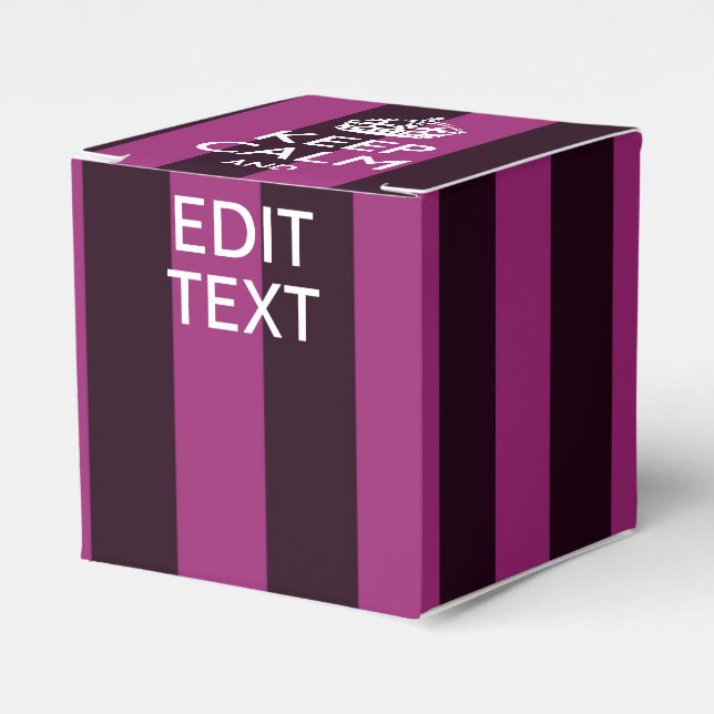Personalized KEEP CALM and Your Text on Pink Favor Box (Front Side)
