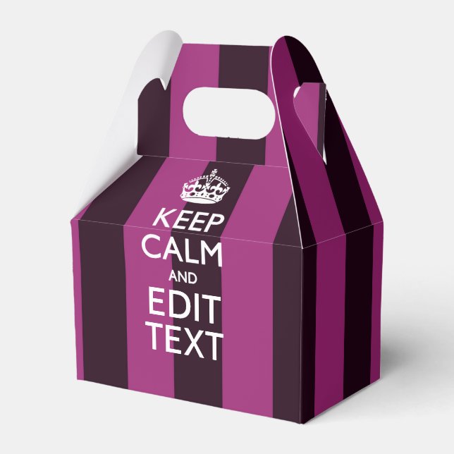 Personalized KEEP CALM and Your Text on Pink Favor Box (Front Side)