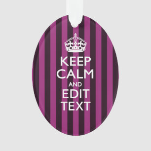 Personalized KEEP CALM and Your Text on Pink Ornament
