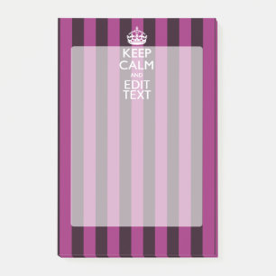Personalized KEEP CALM and Your Text on Pink Post-it Notes
