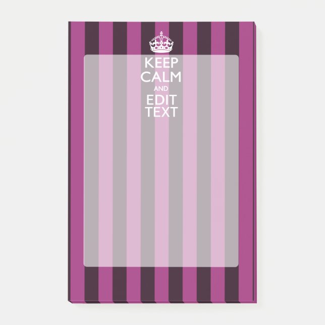 Personalized KEEP CALM and Your Text on Pink Post-it Notes (Front)