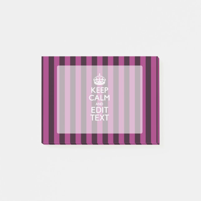 Personalized KEEP CALM and Your Text on Pink Post-it Notes (Front)