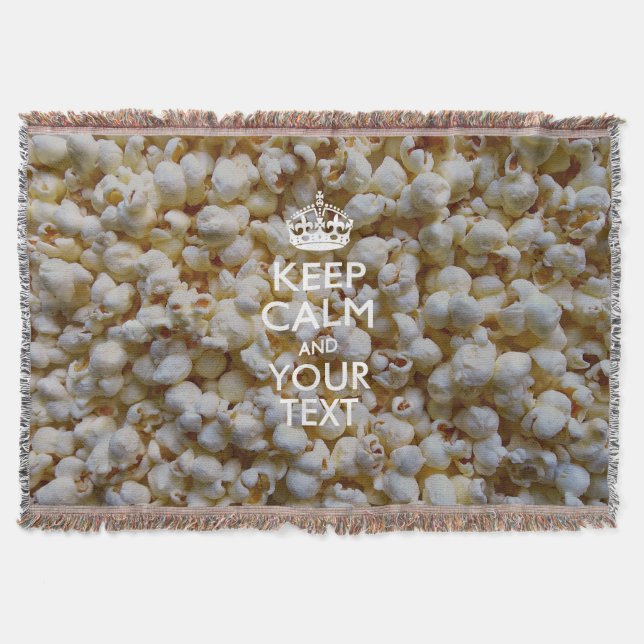 Personalized KEEP CALM AND Your Text on Popcorn Throw Blanket (Front)