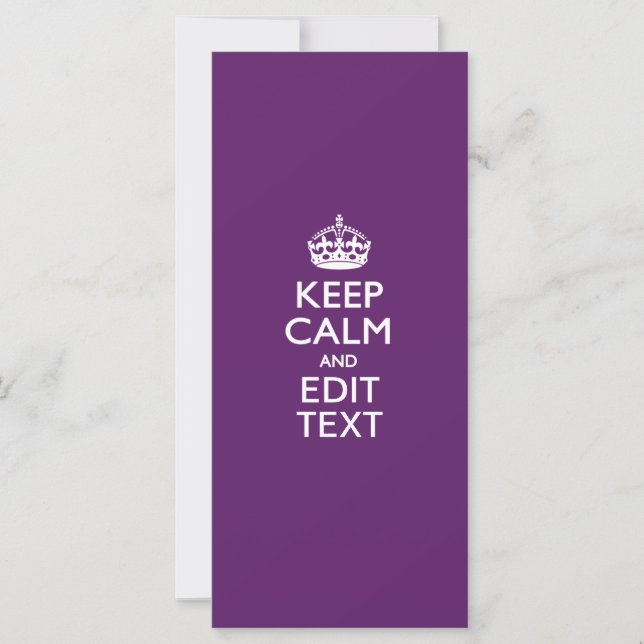 Personalized KEEP CALM AND Your Text on Purple (Front)