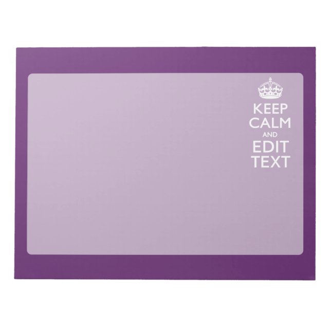 Personalized KEEP CALM AND Your Text on Purple Notepad (Front)