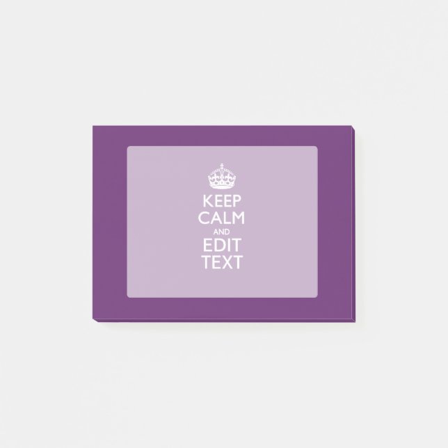 Personalized KEEP CALM AND Your Text on Purple Post-it Notes (Front)