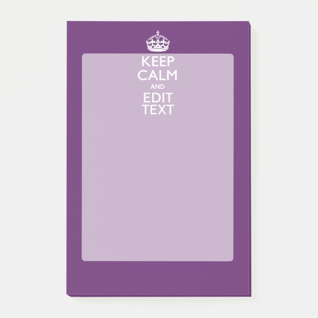 Personalized KEEP CALM AND Your Text on Purple Post-it Notes (Front)