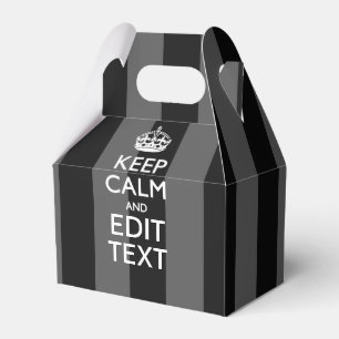 Personalized KEEP CALM AND Your Text on Stripes Favor Box