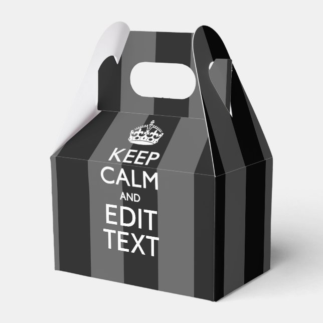 Personalized KEEP CALM AND Your Text on Stripes Favor Box (Front Side)