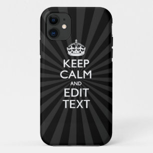 Personalized KEEP CALM and your text on Sunburst iPhone 11 Case