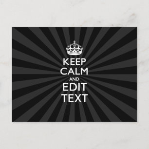 Personalized KEEP CALM and your text on Sunburst Postcard