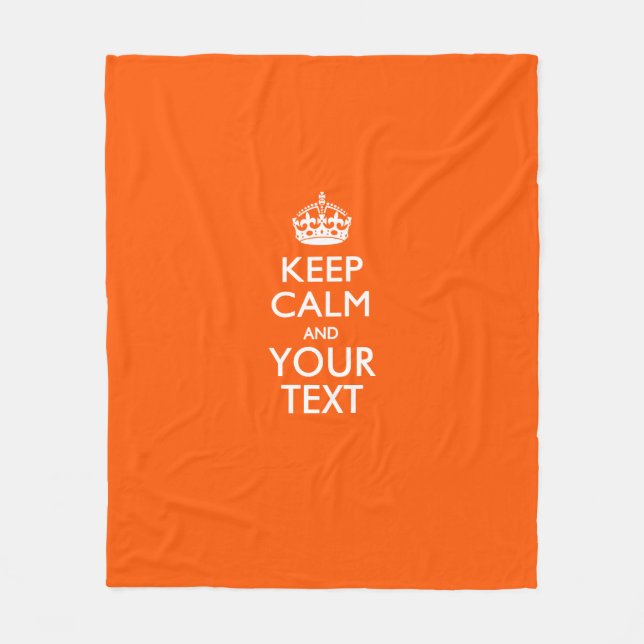 Personalized Keep Calm And Your Text Orange Fleece Blanket (Front)